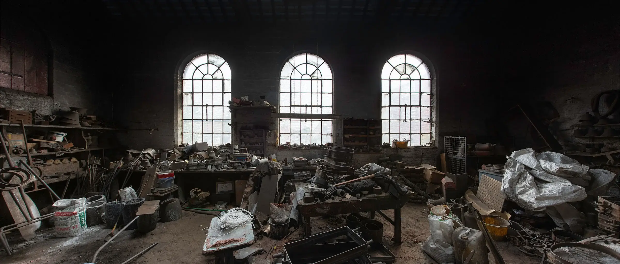 John Taylor and Co. Small bell casting Workshop. The small bell casting workshop is filled with the tools of a busy day